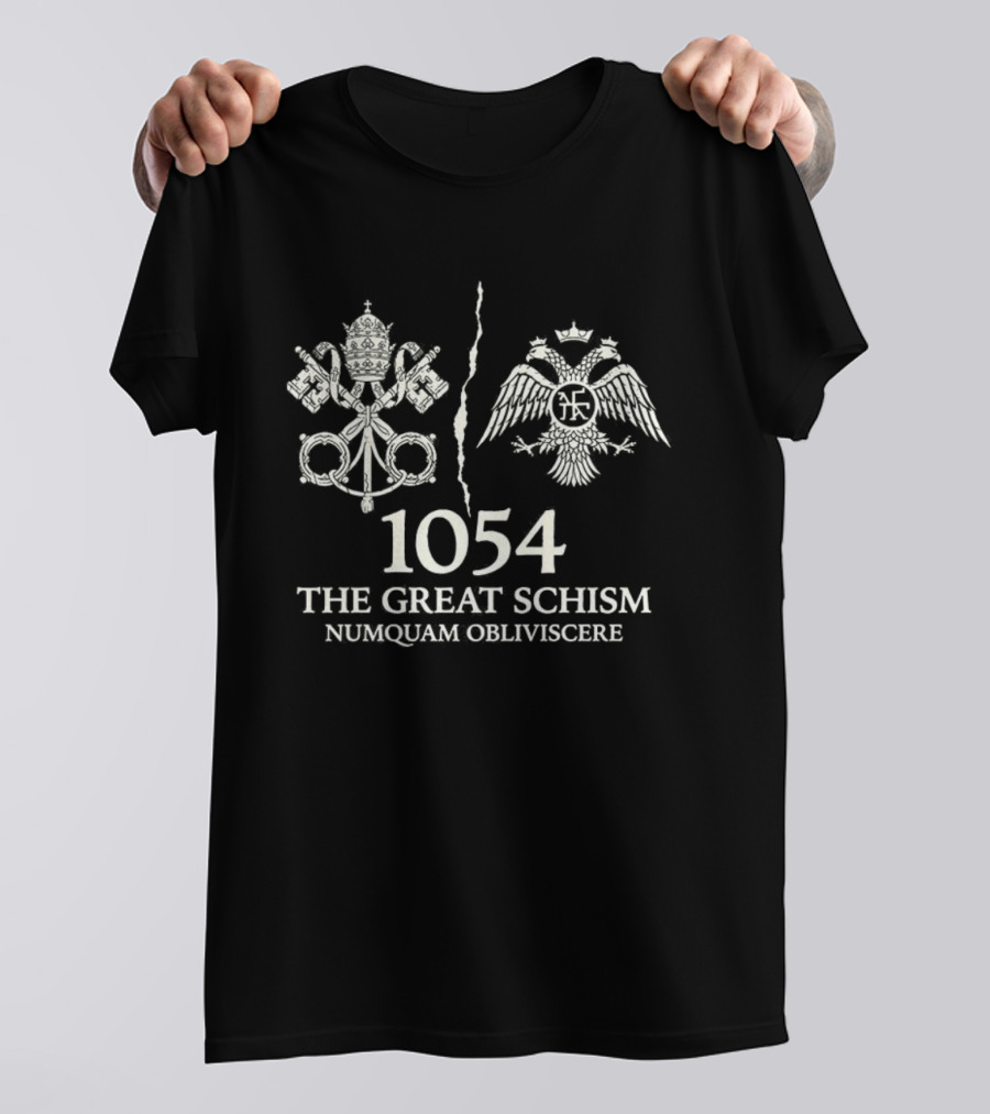 Never Forget 1054 The Great Schism Numquam Obliviscere Two-Sided Eagle Keys Symbols T-Shirt