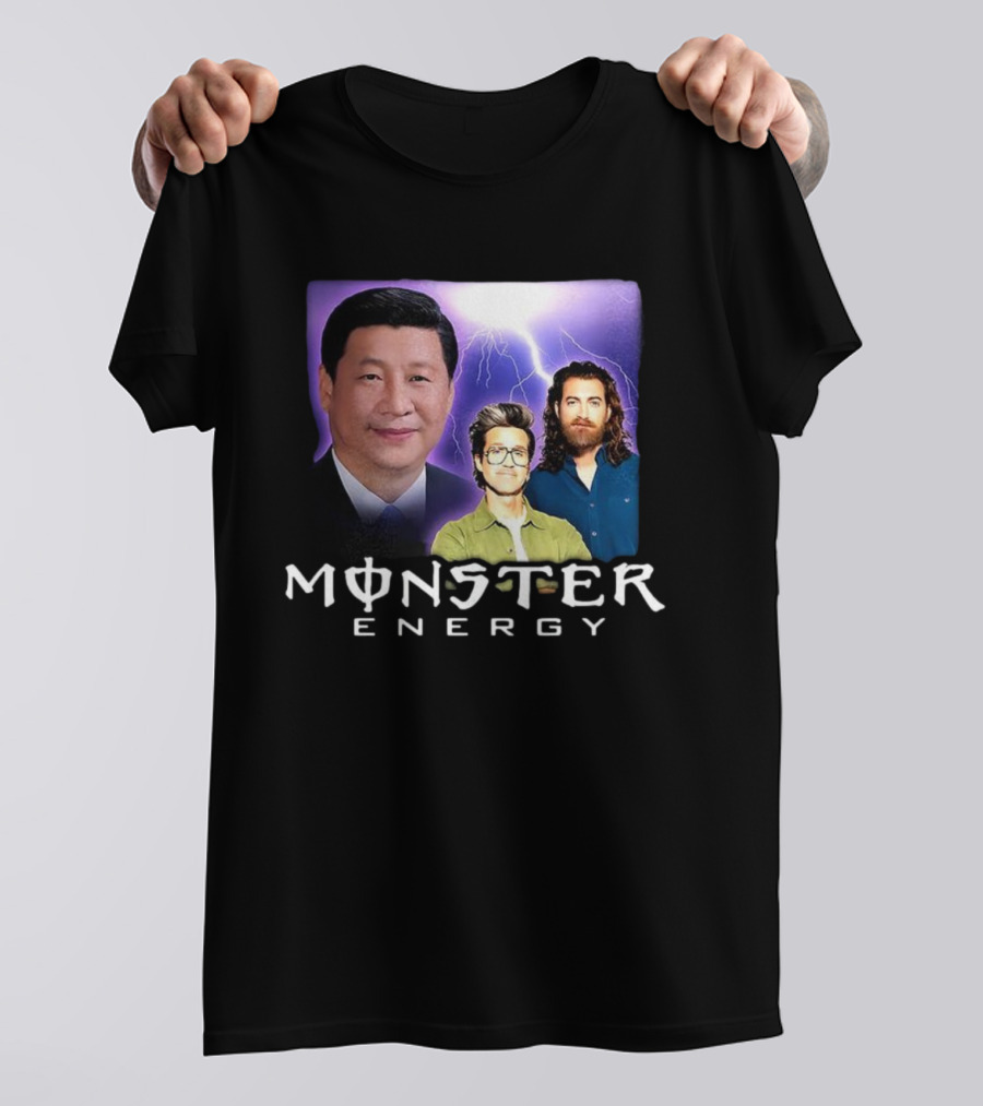 Monster Energy Meme With Lightning And Three Figures T-Shirt