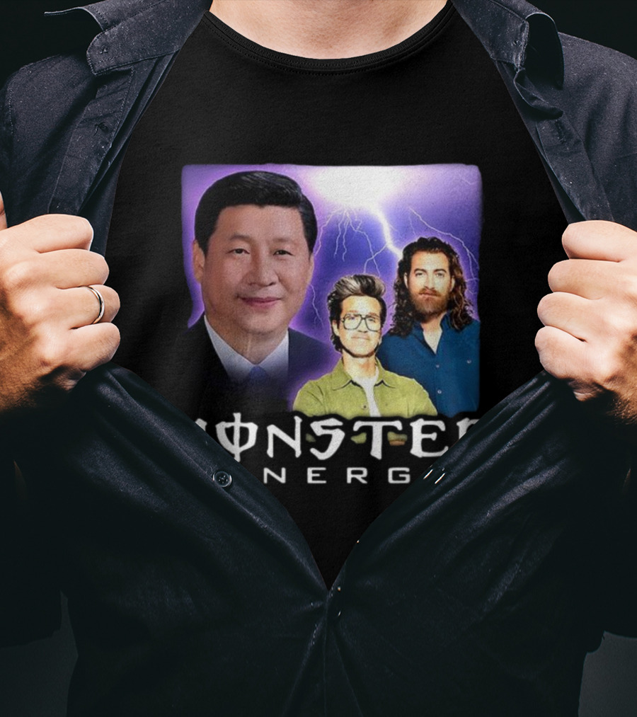 Monster Energy Meme With Lightning And Three Figures T-Shirt