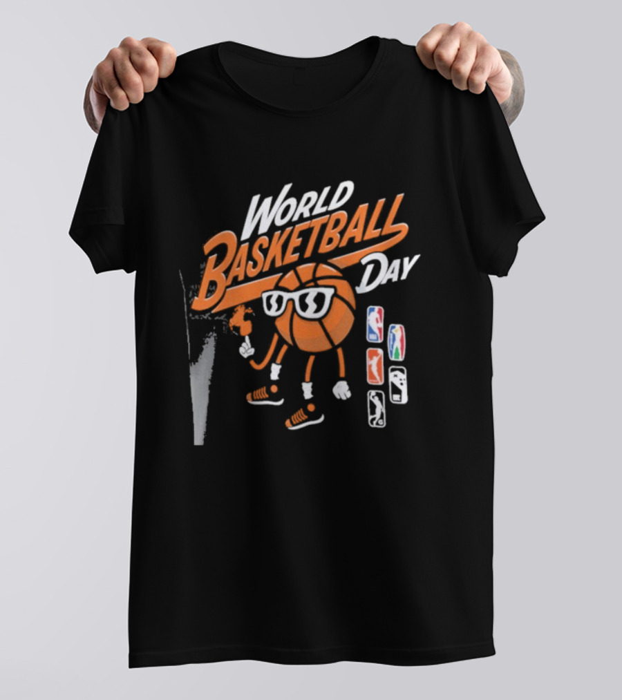 World Basketball Day NBA Logos Cartoon Basketball Player T-Shirt
