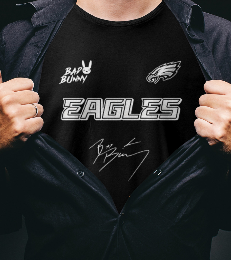 Philadelphia Eagles Bad Bunny Signature Collaboration T-Shirt