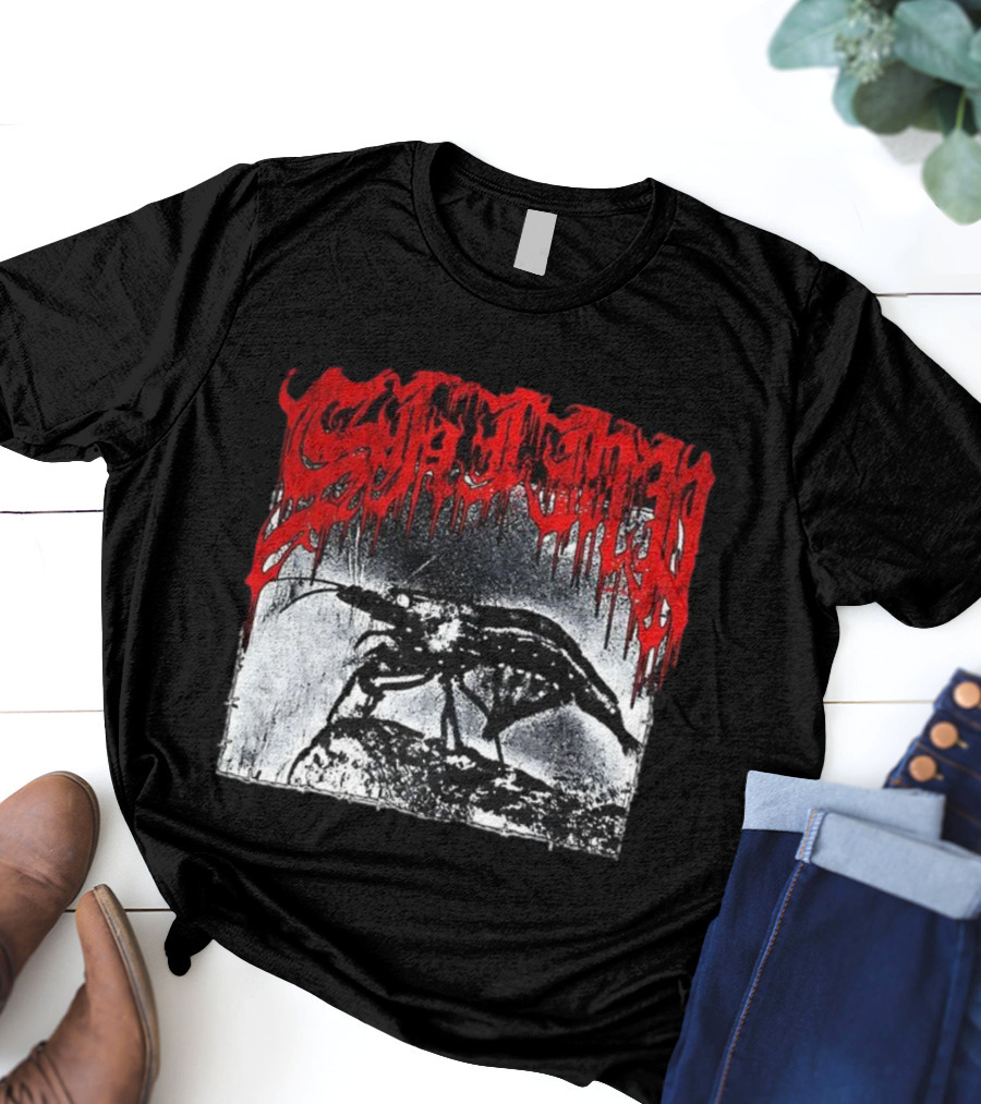 Death Metal Shrimp Lover Retro Horror Style T-Shirt