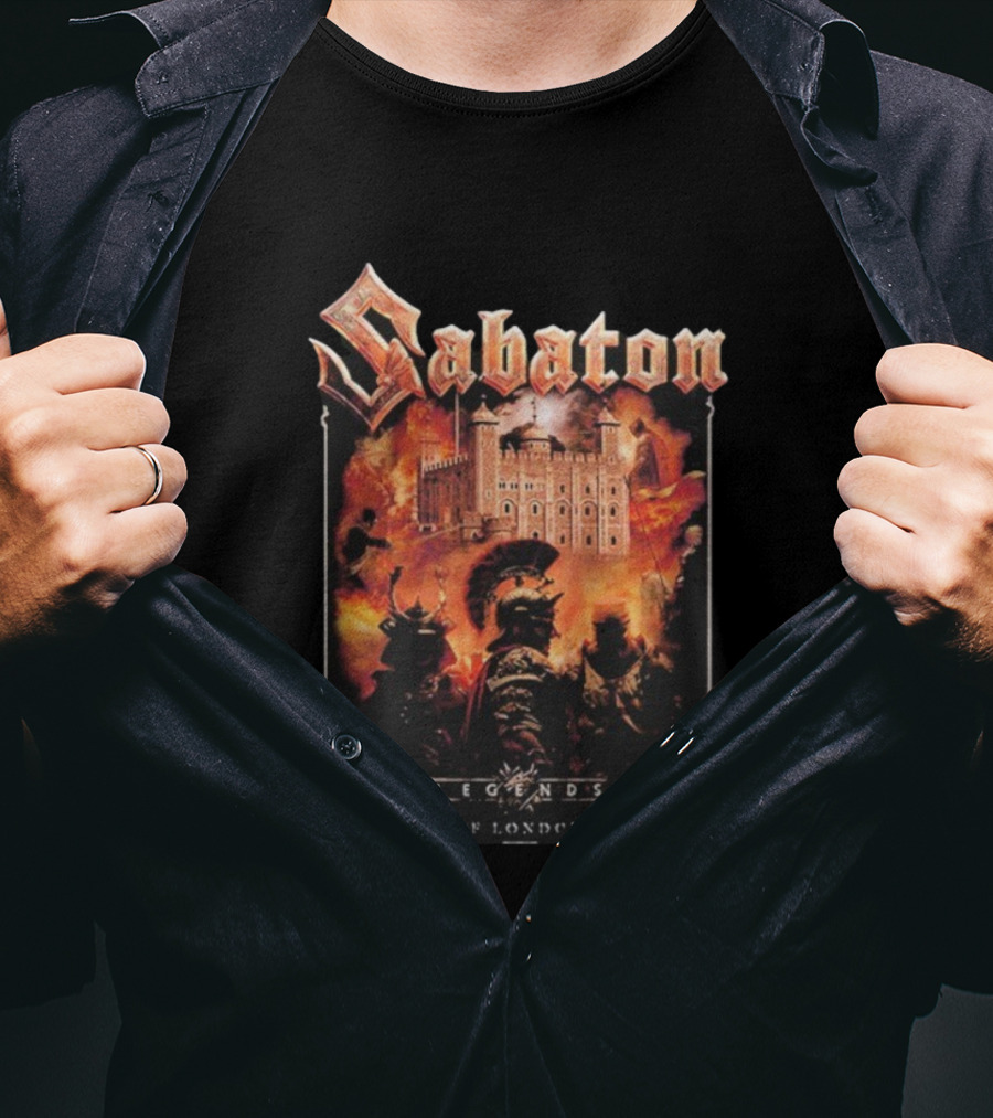 Sabaton Legendary Tour Europe 2025 Legends Of London Tower Warriors Flames T-Shirt