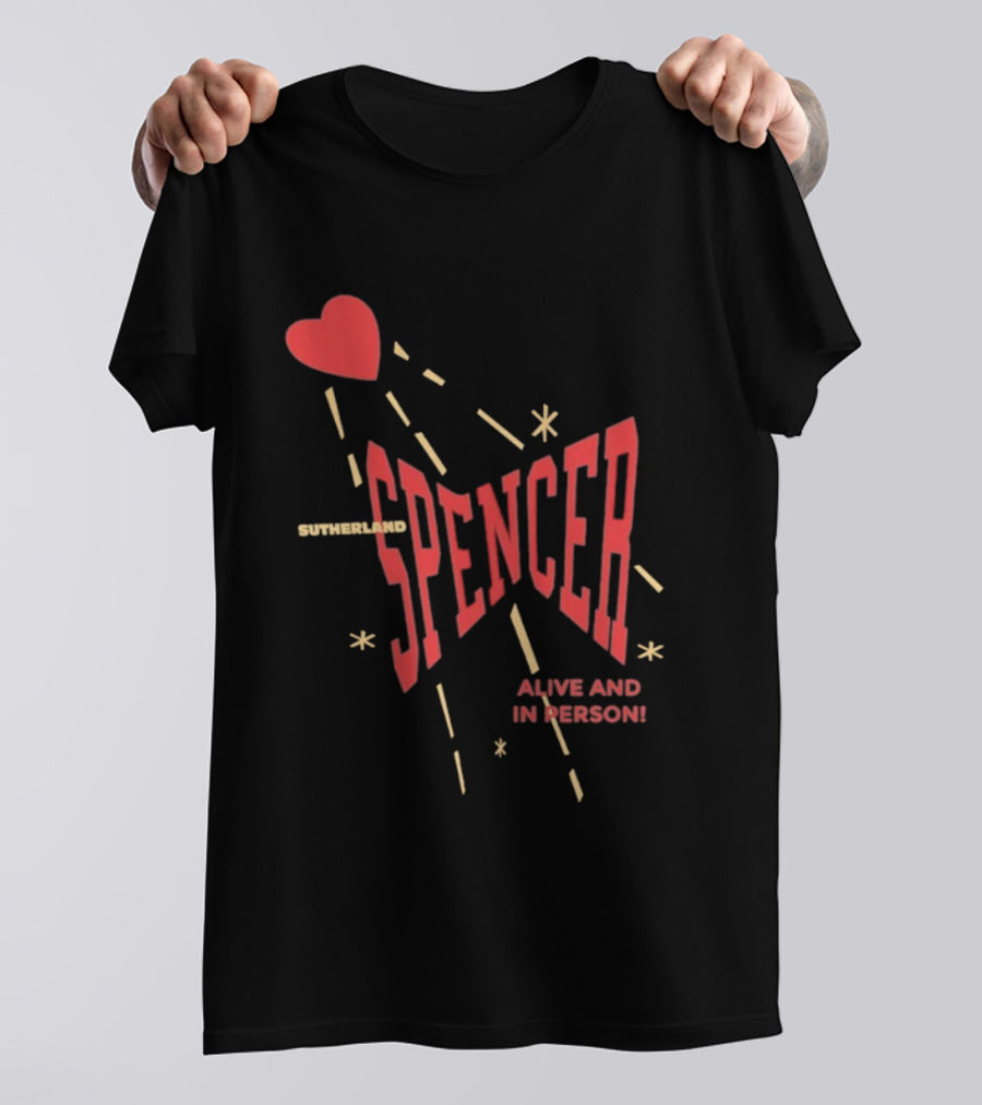 Spencer Sutherland Alive And In Person Heart Icon Red Text Style T-Shirt