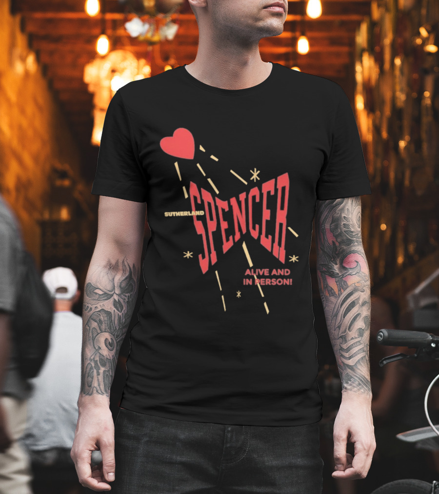 Spencer Sutherland Alive And In Person Heart Icon Red Text Style T-Shirt