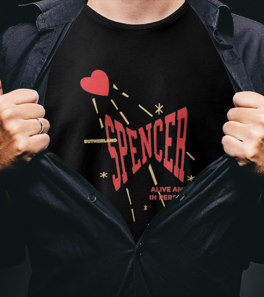 Spencer Sutherland Alive And In Person Heart Icon Red Text Style T-Shirt