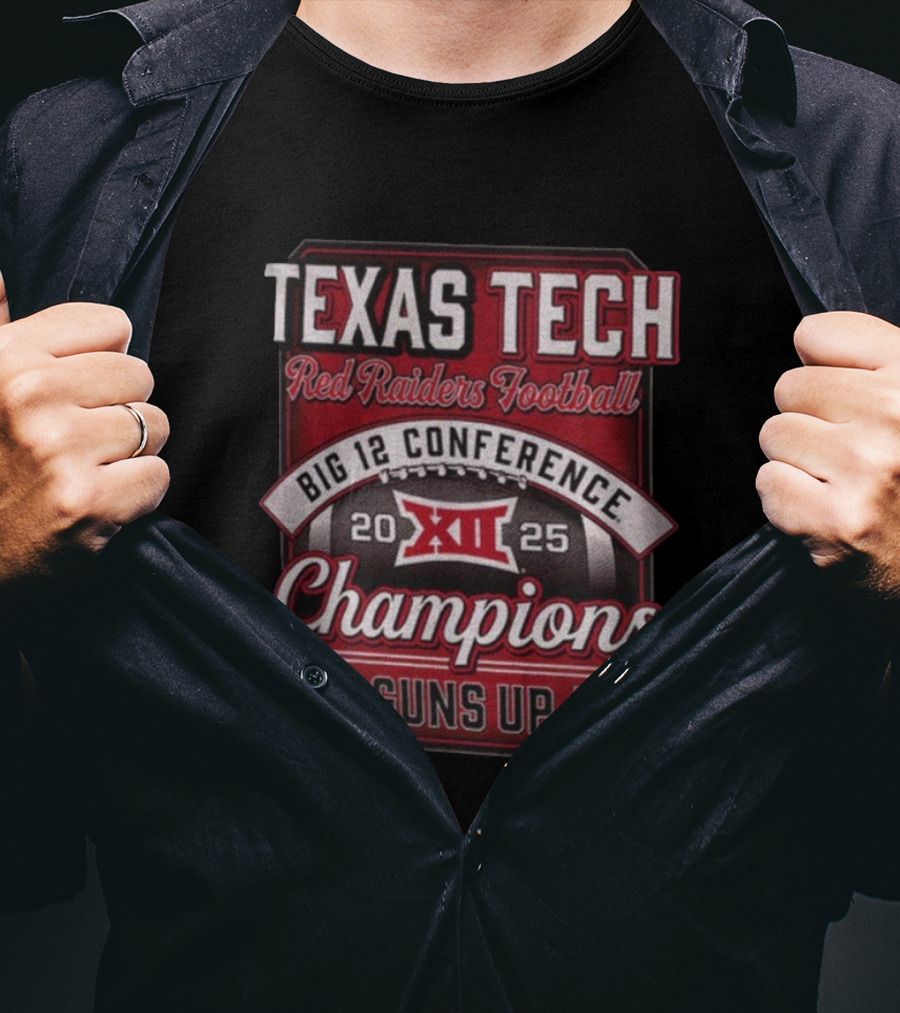Texas Tech Red Raiders Football Big 12 Conference 2025 Champions Guns Up T-Shirt