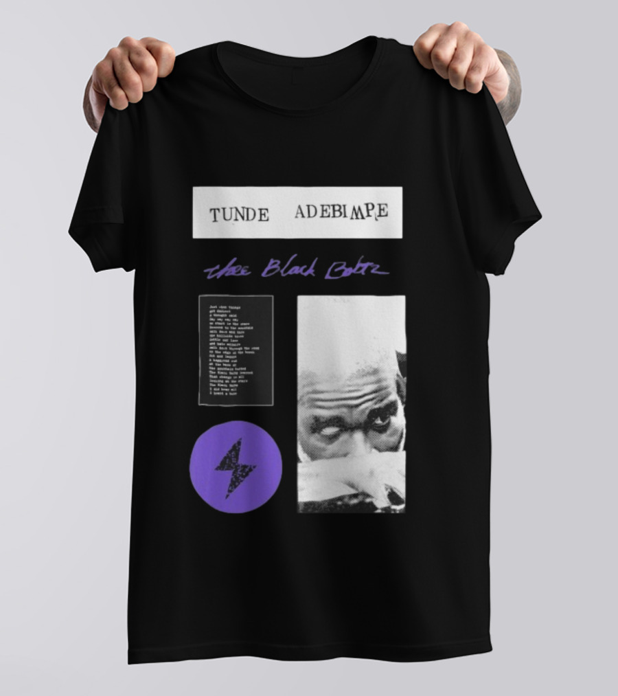 Tunde Adebimpe Thee Black Boltz Just Above Thunder Purple Lightning T-Shirt