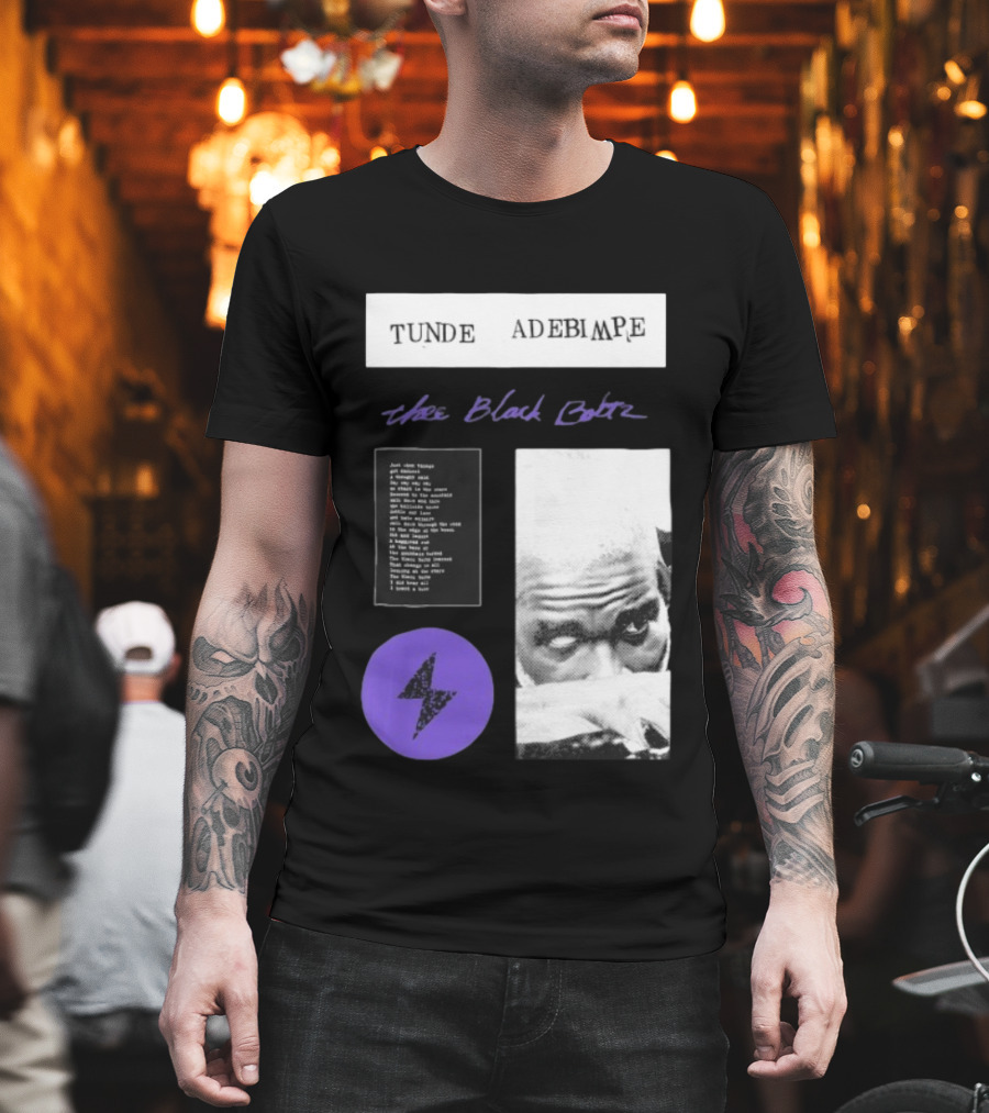 Tunde Adebimpe Thee Black Boltz Just Above Thunder Purple Lightning T-Shirt