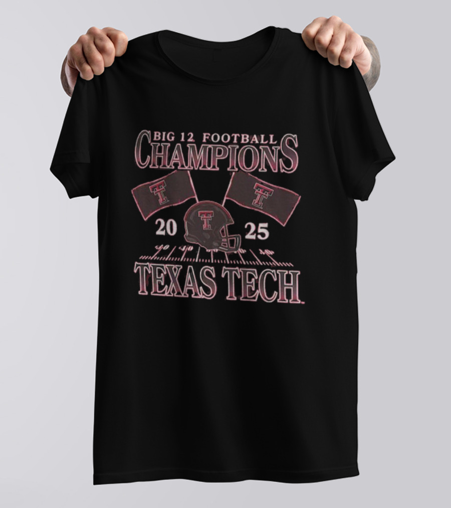 Big 12 Football Champions 2025 Texas Tech Red Raiders Flags T-Shirt
