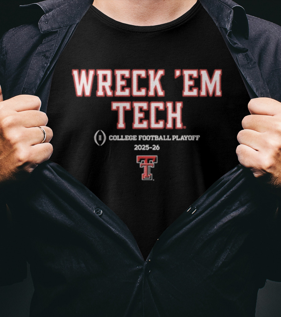 Texas Tech Red Raiders Wreck 'Em Tech College Football Playoff 2025-26 Team Slogan T-Shirt