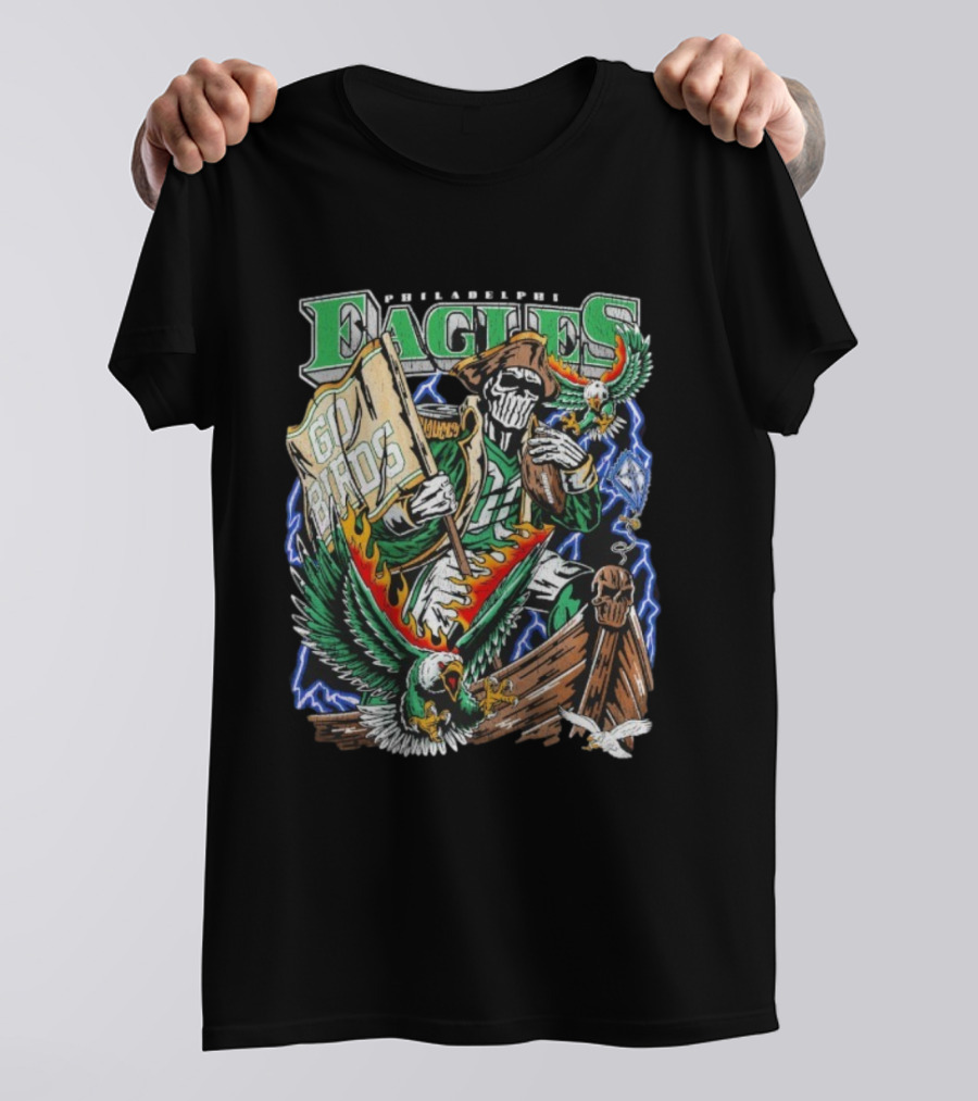 Philadelphia Eagles Go Birds Warren Lotas Skeleton Pirate Theme T-Shirt