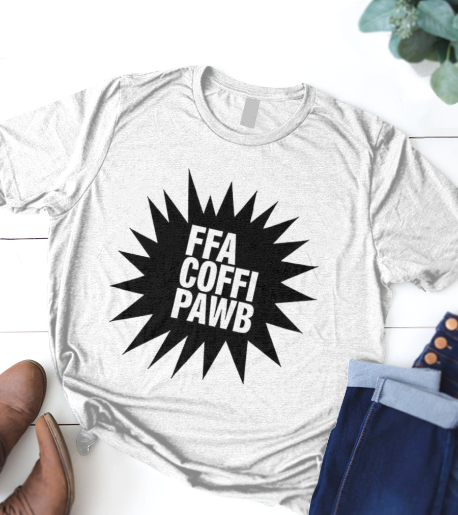 FFA Coffi Pawb Starburst Text Pattern T-Shirt