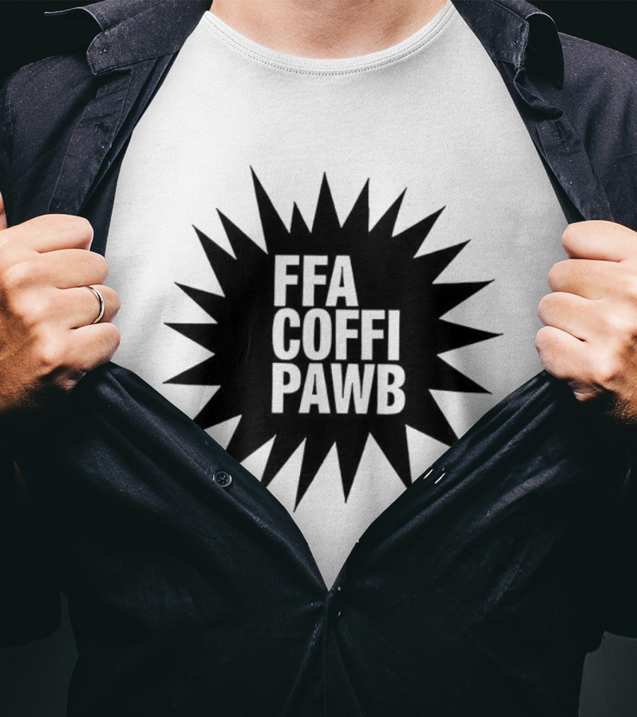 FFA Coffi Pawb Starburst Text Pattern T-Shirt