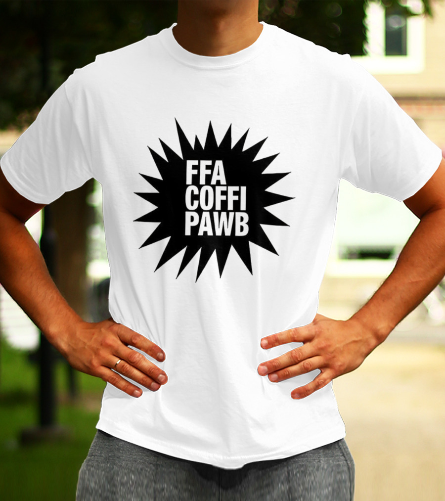 FFA Coffi Pawb Starburst Text Pattern T-Shirt