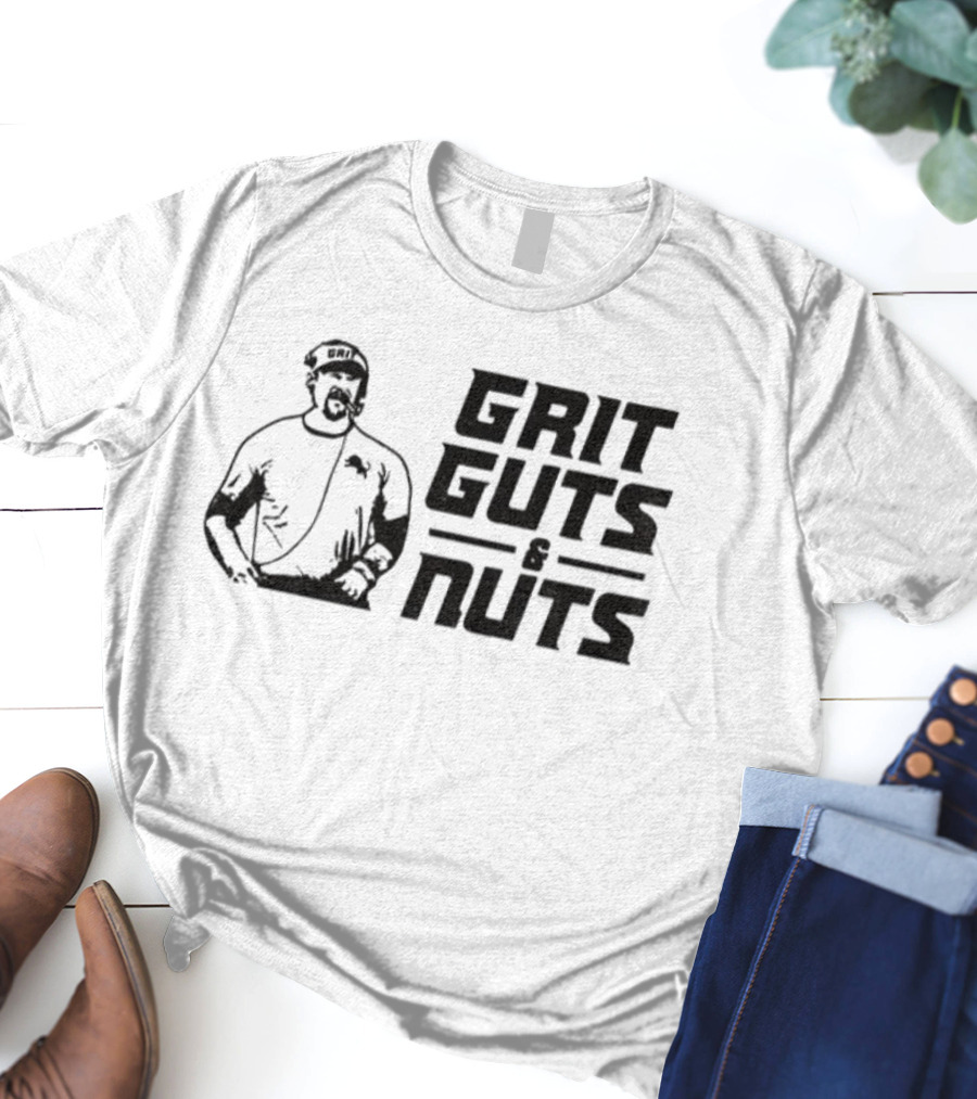 Grit Guts Nuts Dan Campbell Detroit Lions NFL Football Vintage Retro Style T-Shirt