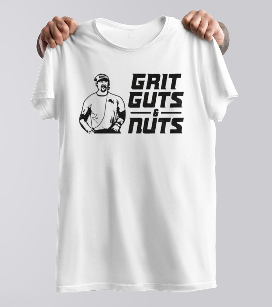 Grit Guts Nuts Dan Campbell Detroit Lions NFL Football Vintage Retro Style T-Shirt