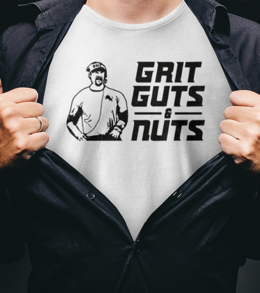 Grit Guts Nuts Dan Campbell Detroit Lions NFL Football Vintage Retro Style T-Shirt