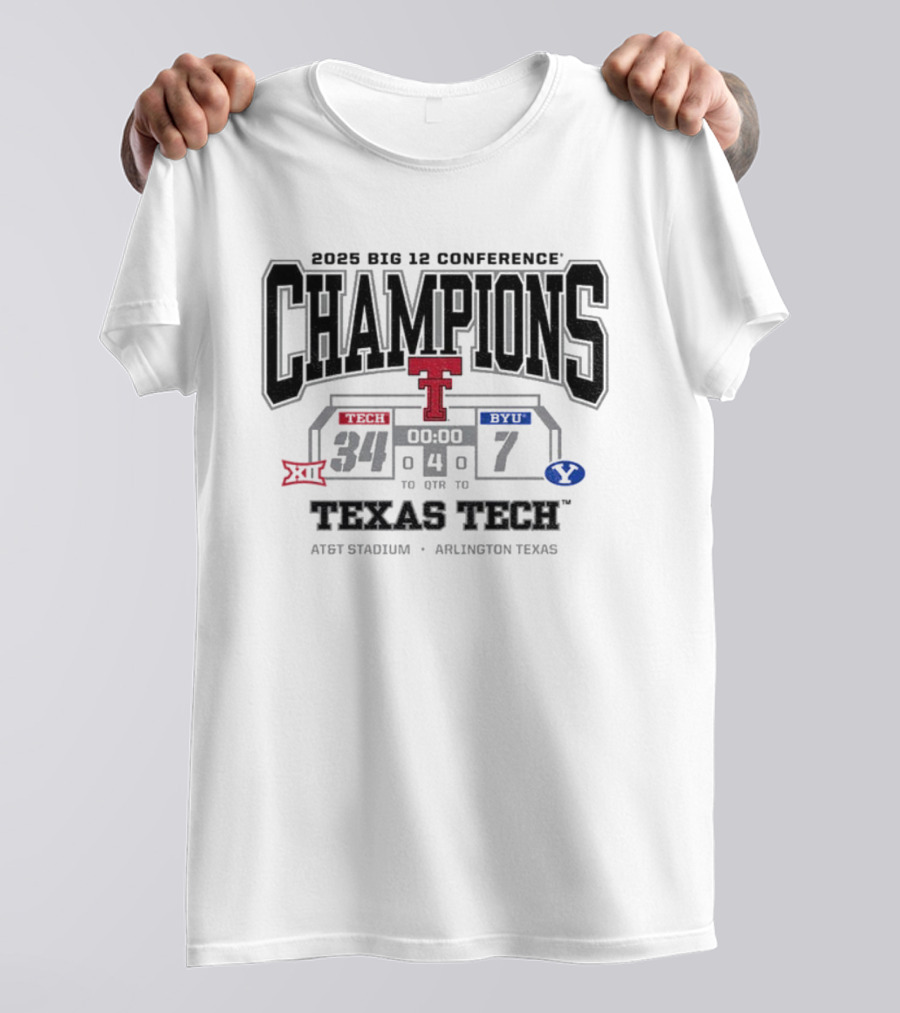 Texas Tech Red Raiders Champions Beat BYU 2025 Big 12 Conference Arlington T-Shirt