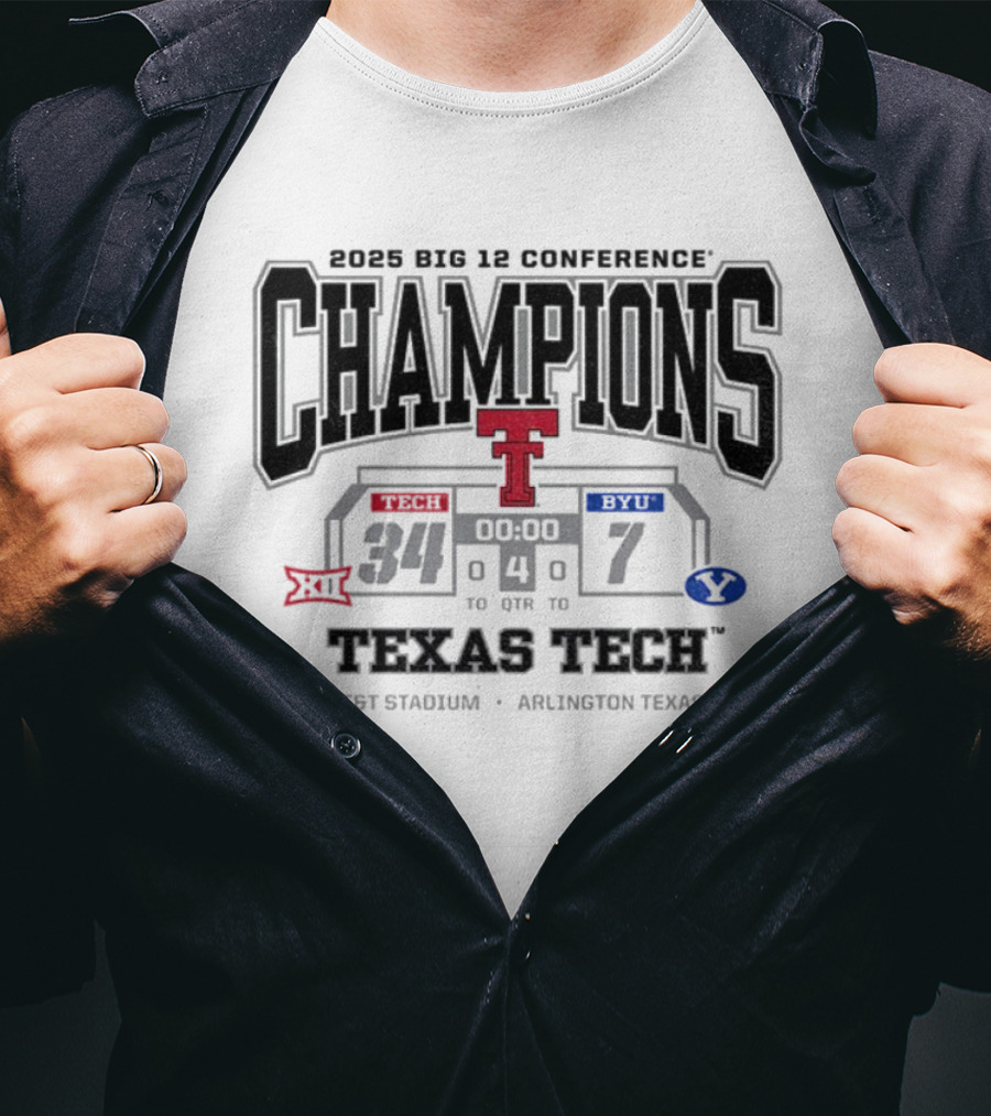 Texas Tech Red Raiders Champions Beat BYU 2025 Big 12 Conference Arlington T-Shirt