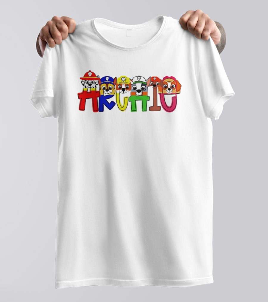 PAW Patrol Archic Cute Colorful Character Letters T-Shirt