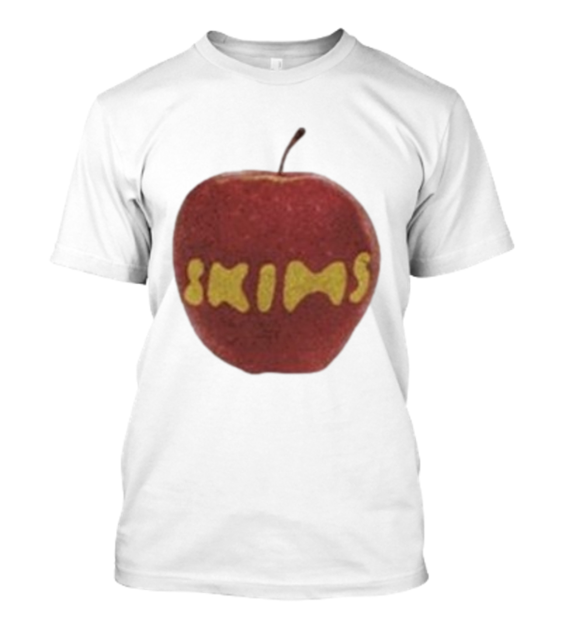 Skims Apple Bold Yellow Text On Red Apple T-Shirt
