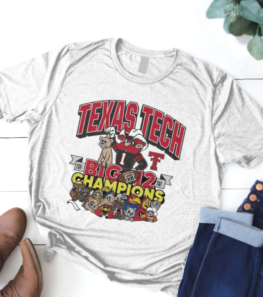 Texas Tech Red Raiders Big 12 Champions 2025 Victory Over BYU Cougars Mascot Celebration T-Shirt