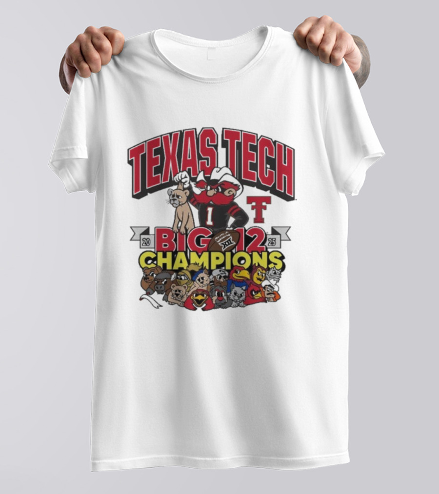 Texas Tech Red Raiders Big 12 Champions 2025 Victory Over BYU Cougars Mascot Celebration T-Shirt