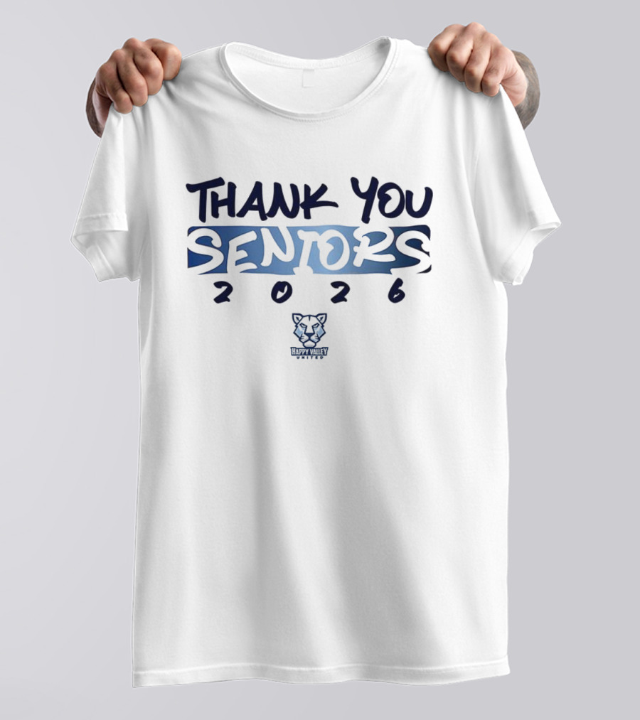Thank You Seniors 2026 Happy Valley United Wolf Head Logo T-Shirt