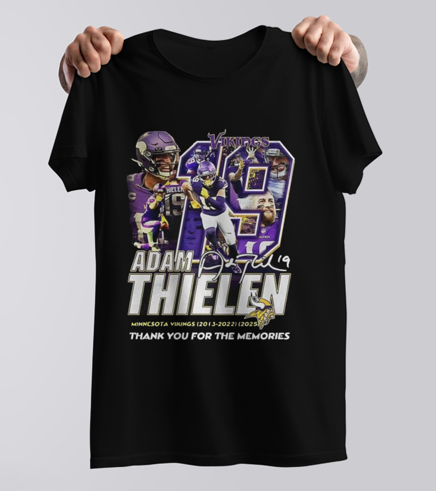 Adam Thielen Vikings 19 Minnesota Memories Signature 2013-2022 T-Shirt