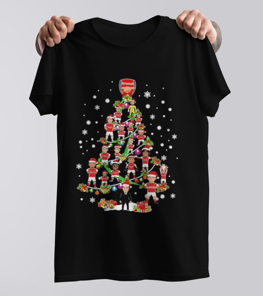 Arsenal FC Christmas Tree With Festive Players T-Shirt