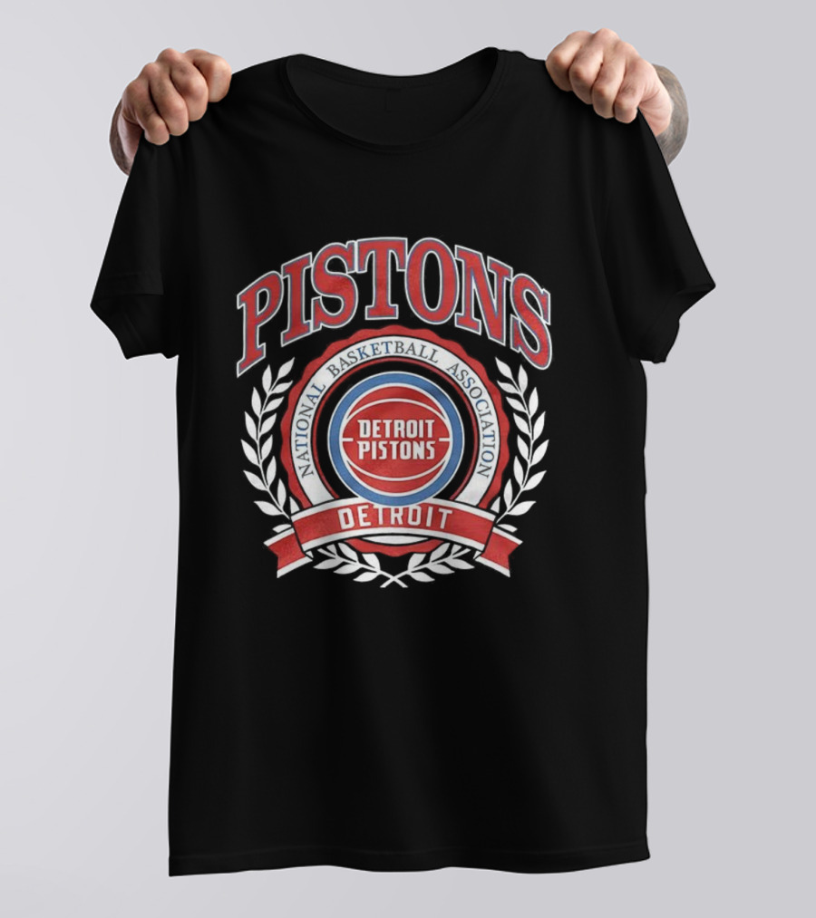 Detroit Pistons NBA Laurel Wreath Retro Vintage Logo T-Shirt