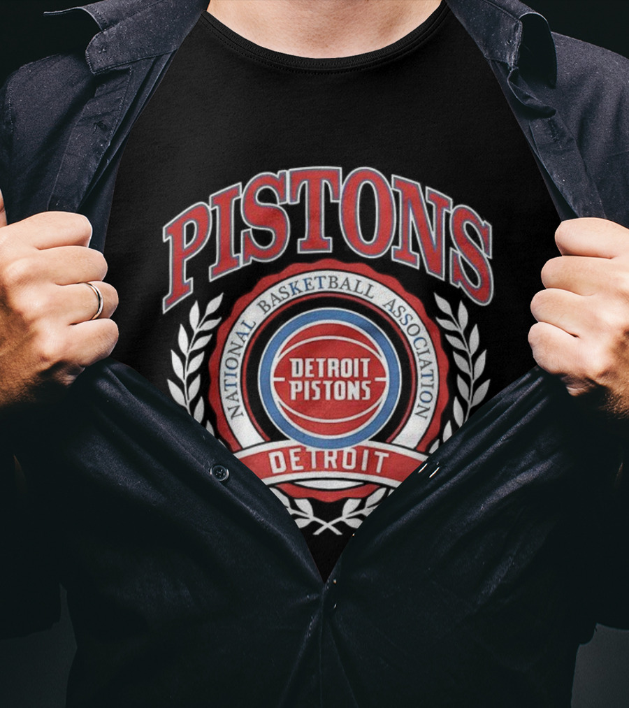 Detroit Pistons NBA Laurel Wreath Retro Vintage Logo T-Shirt