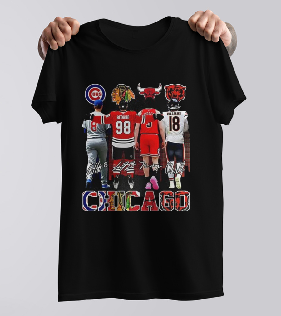 Chicago Blackhawks Bulls Bears Cubs Bedard Players Signature Collection T-Shirt