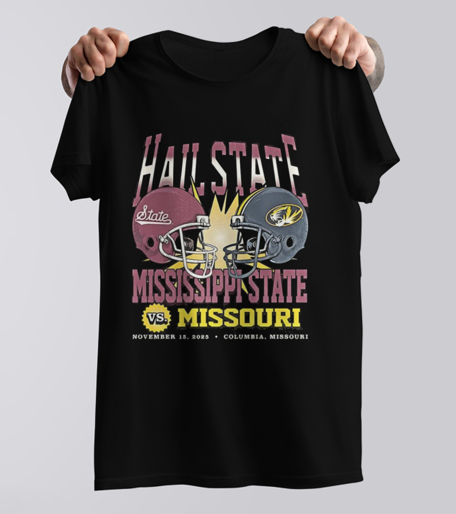 Mississippi State Vs Missouri Hail State November 11 2025 Football Battle Columbia T-Shirt