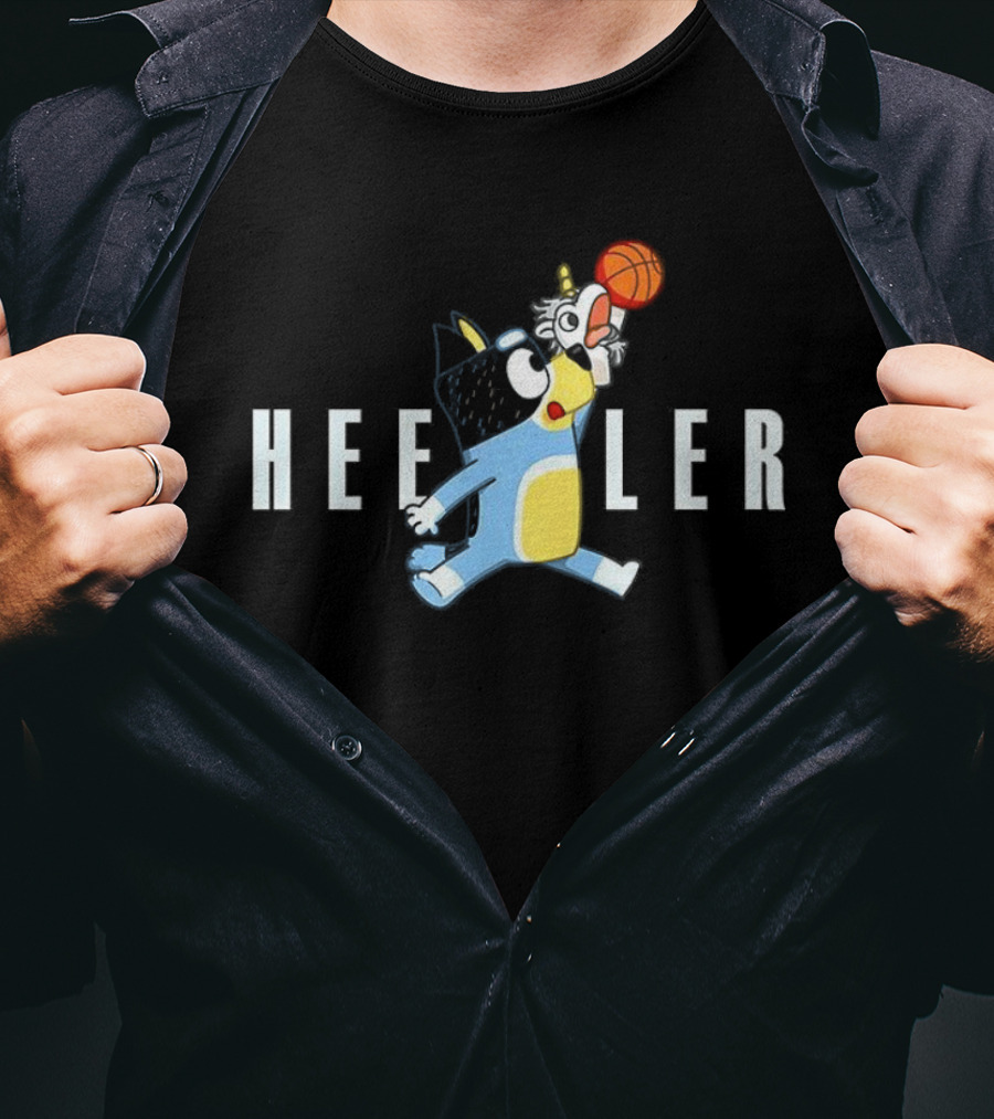 Bluey Heeler Slam Dunk Basketball Cartoon Character T-Shirt