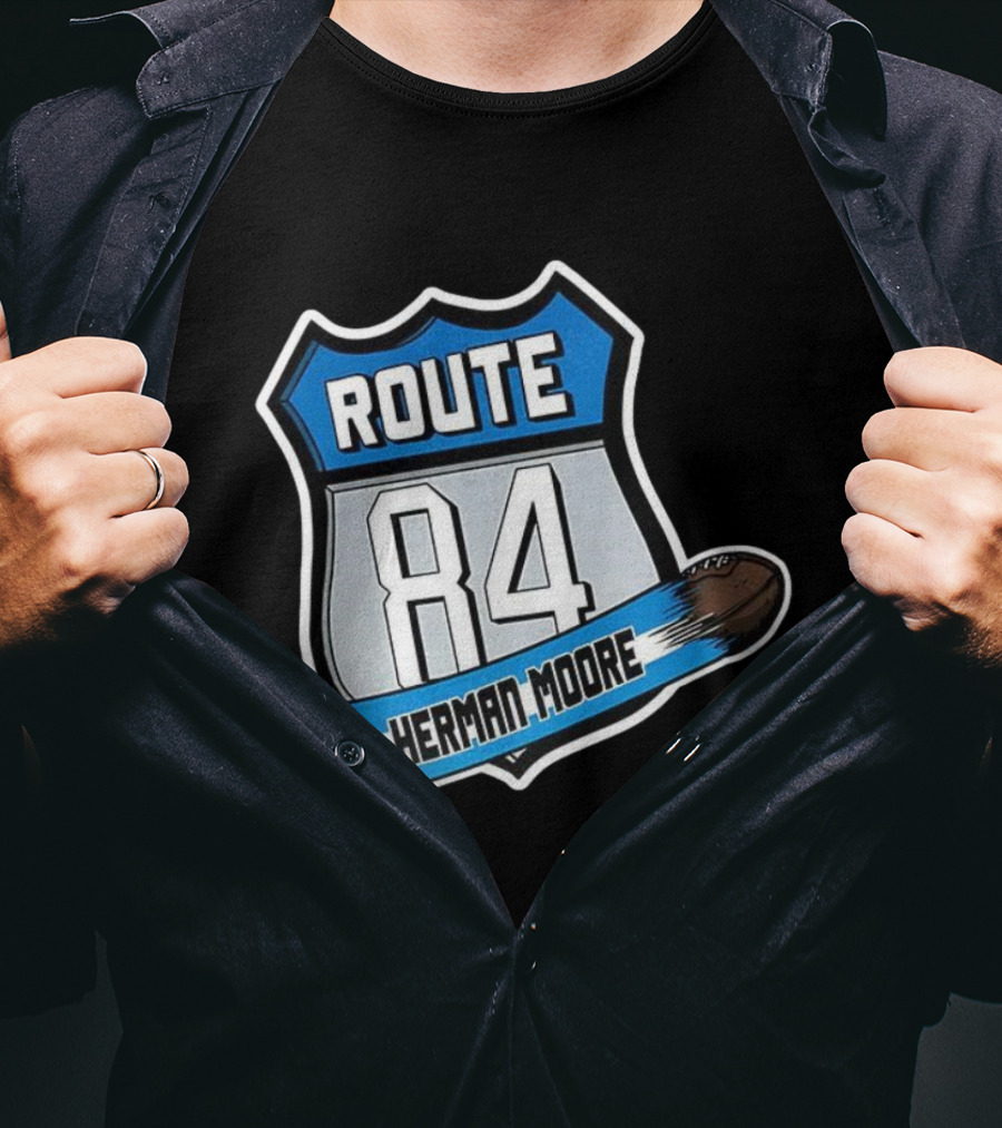 Route 84 With Herman Moore Detroit Lions Football T-Shirt