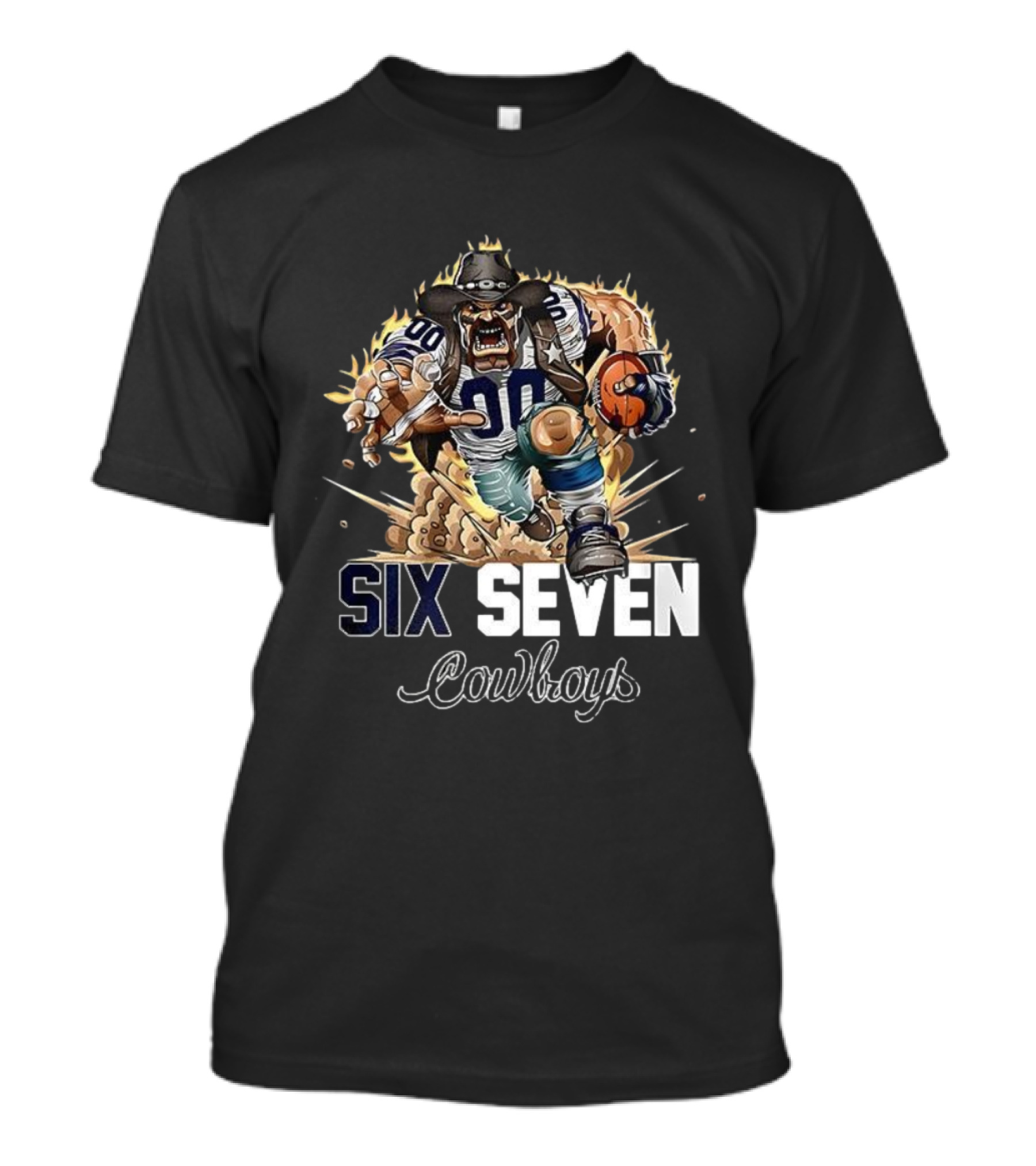 Cowboys Six Seven Mascot Football Character With Dynamic Motion T-Shirt