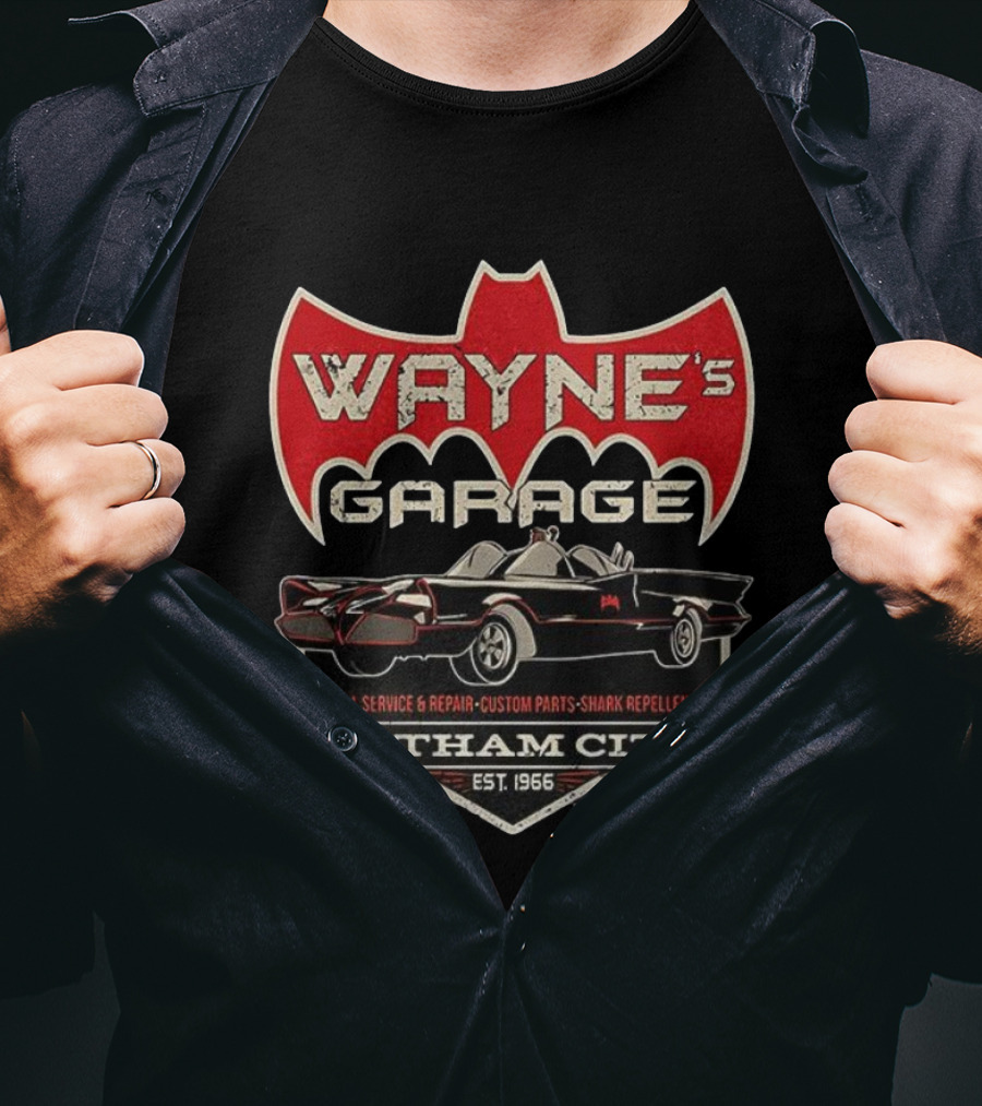 Wayne's Garage Gotham City Full Service Repair Batmobile Custom Parts Est 1966 T-Shirt