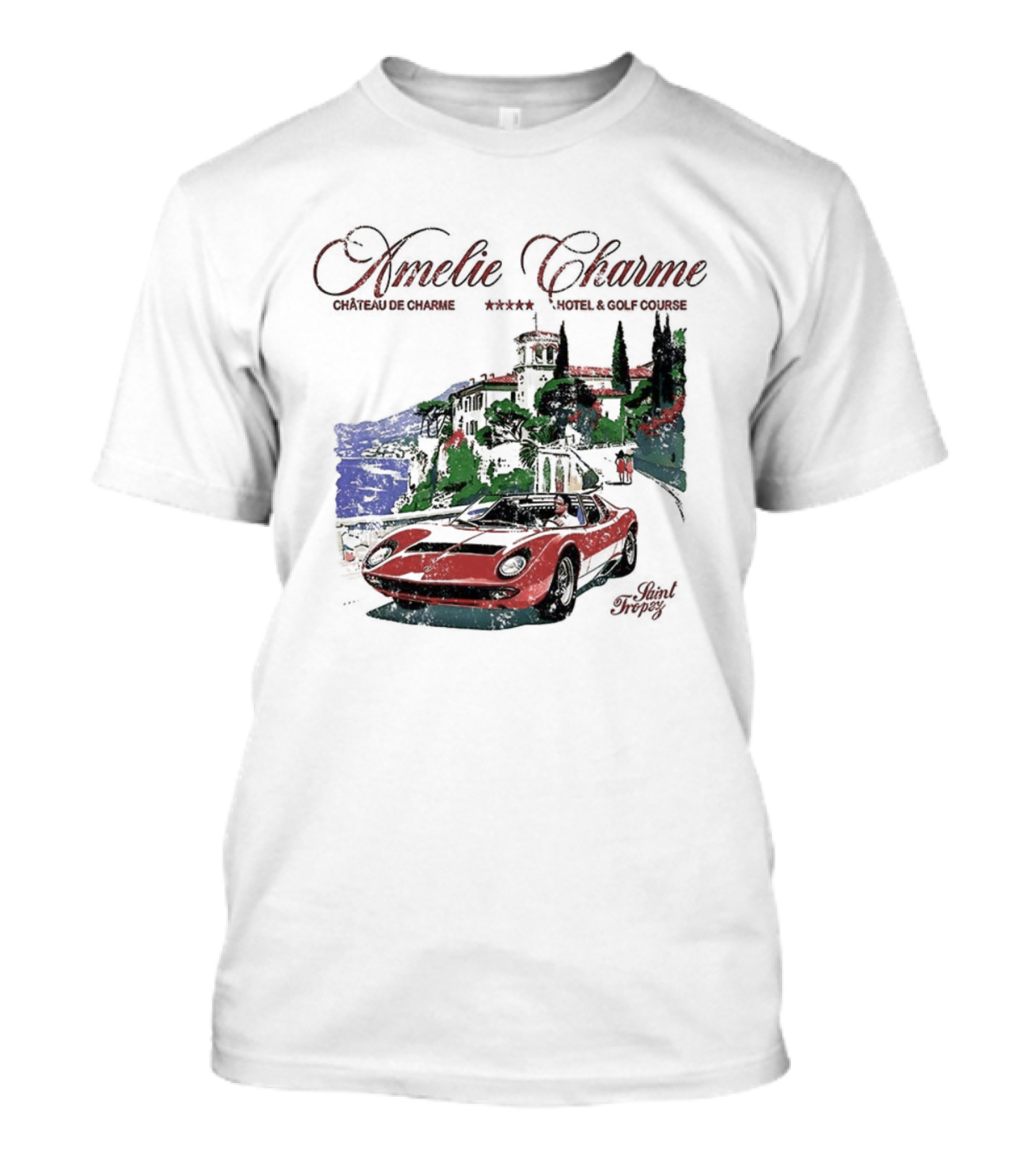 Amelie Charme Chateau Du Charme Saint Tropez Hotel And Golf Course Vintage Car Scenic T-Shirt