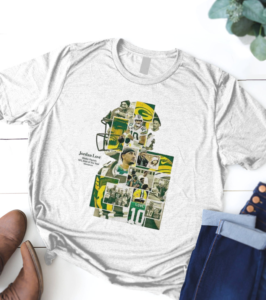 Jordan Love Green Bay Packers NFL Man Of The Year Nominee Collage T-Shirt
