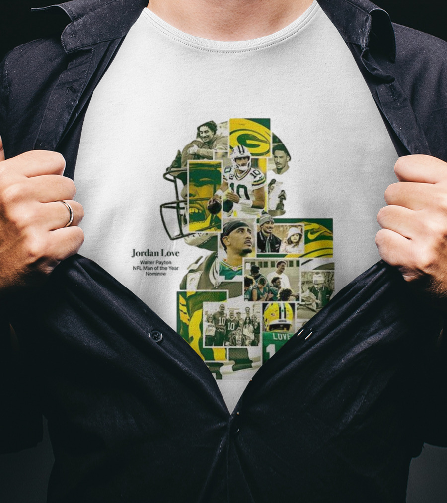 Jordan Love Green Bay Packers NFL Man Of The Year Nominee Collage T-Shirt