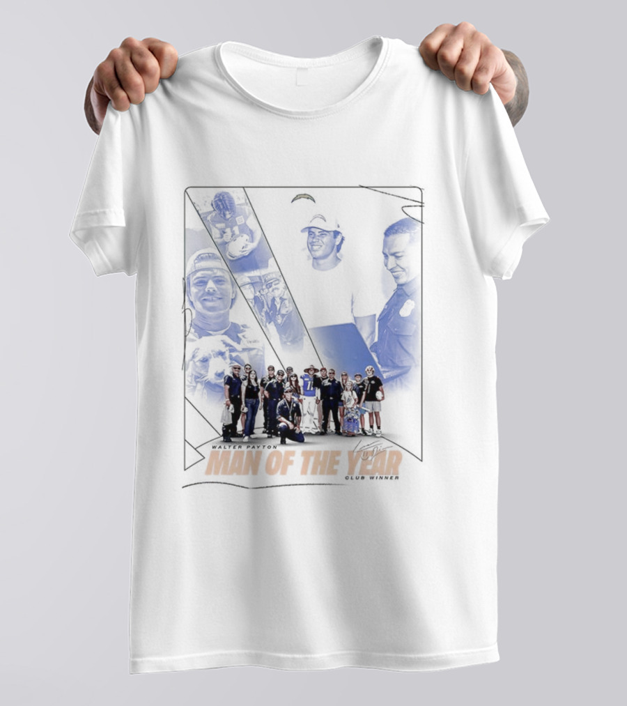 Los Angeles Chargers Man Of The Year Signature Team Celebration With Faces T-Shirt