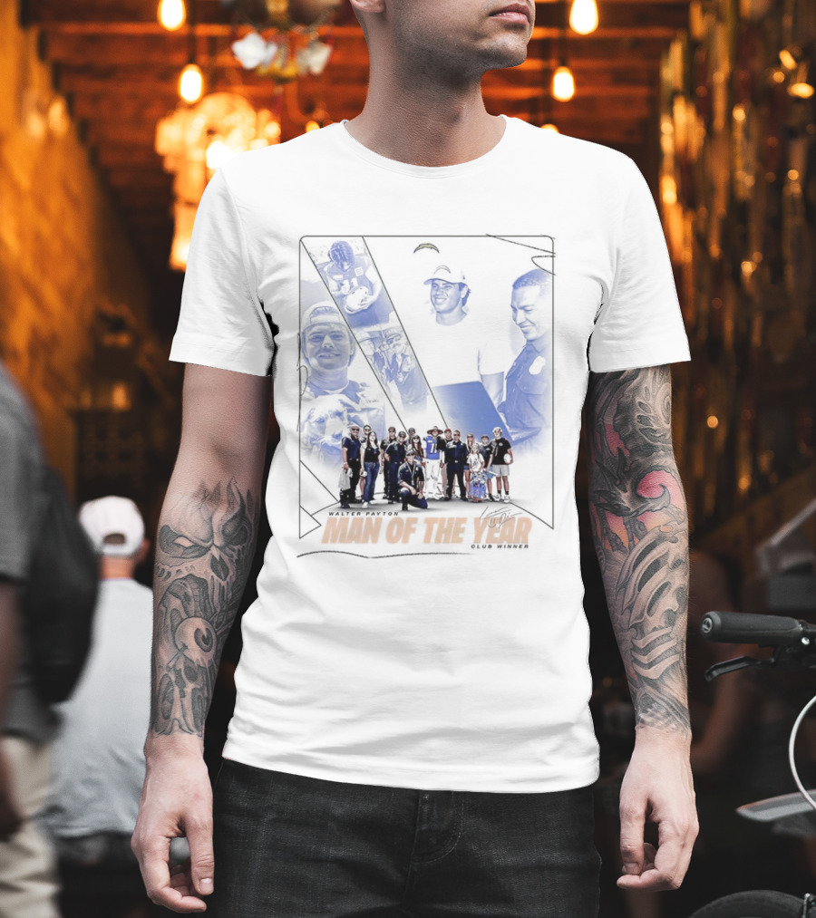 Los Angeles Chargers Man Of The Year Signature Team Celebration With Faces T-Shirt
