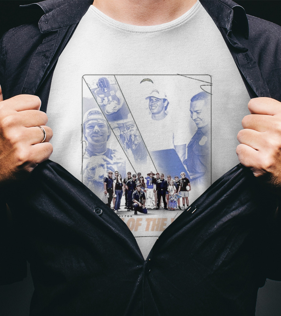 Los Angeles Chargers Man Of The Year Signature Team Celebration With Faces T-Shirt