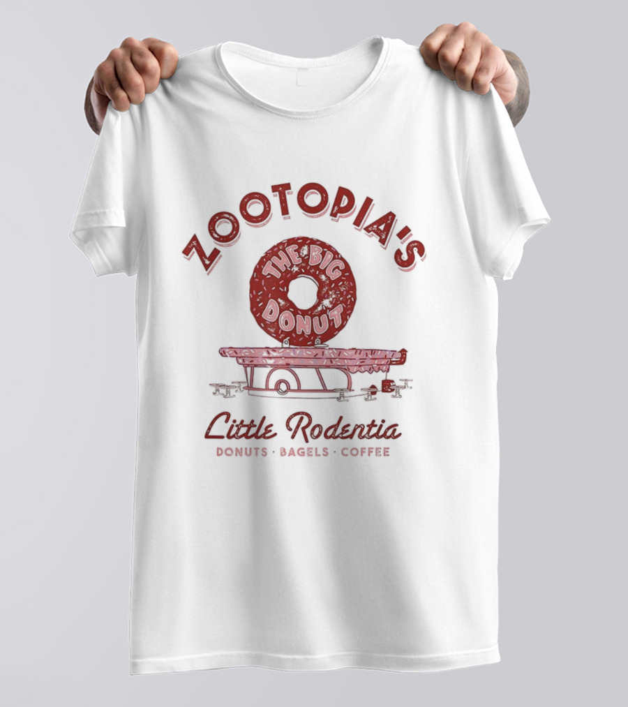 Zootopia's The Big Donut Little Rodentia Donuts Bagels Coffee T-Shirt
