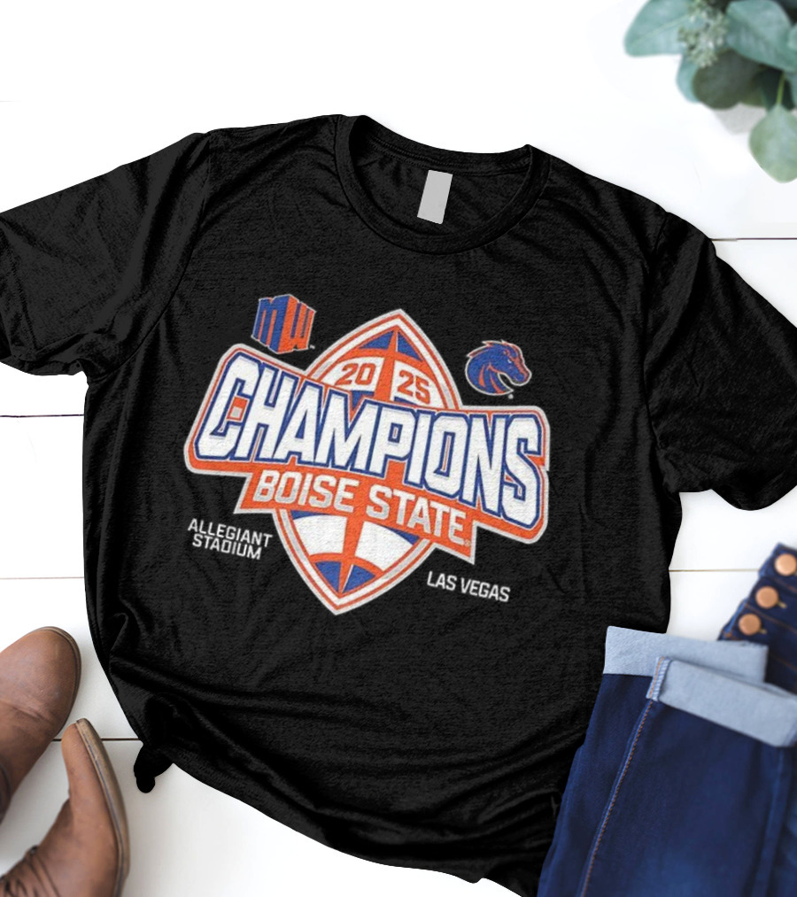 Boise State 2025 Champions Mountain West Football Albertsons Stadium Broncos Las Vegas T-Shirt