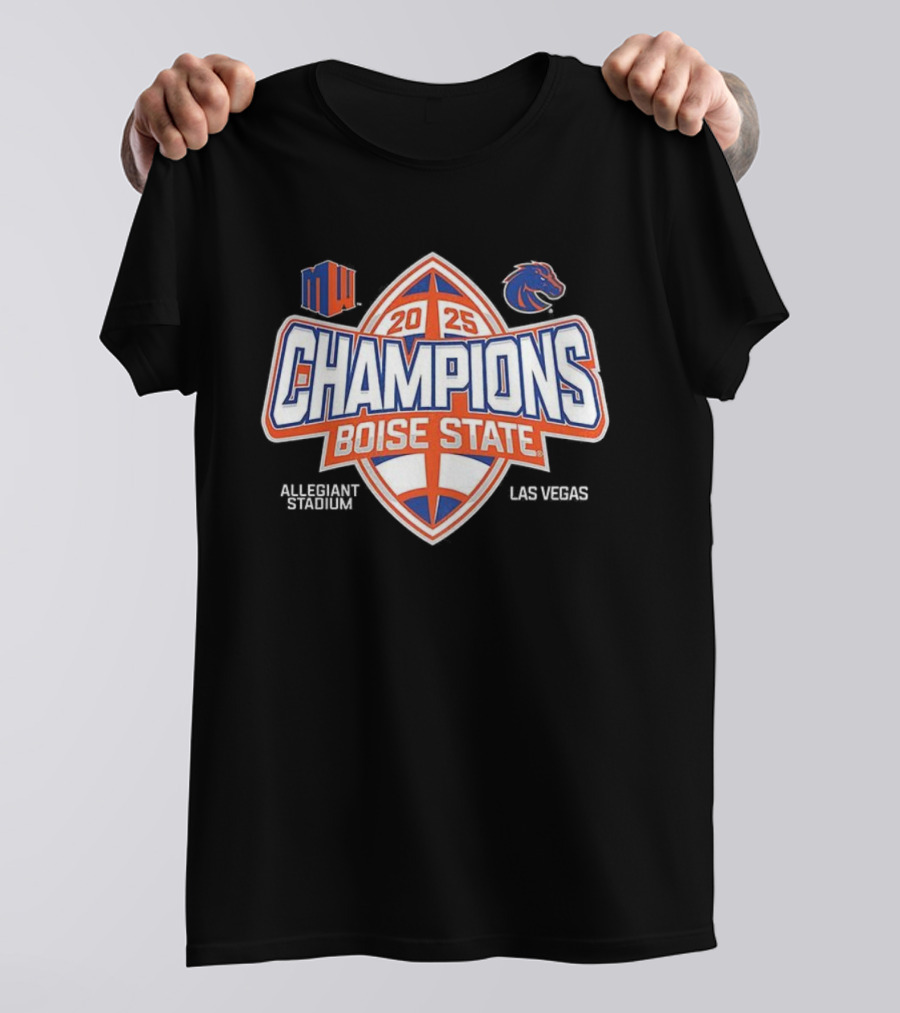 Boise State 2025 Champions Mountain West Football Albertsons Stadium Broncos Las Vegas T-Shirt