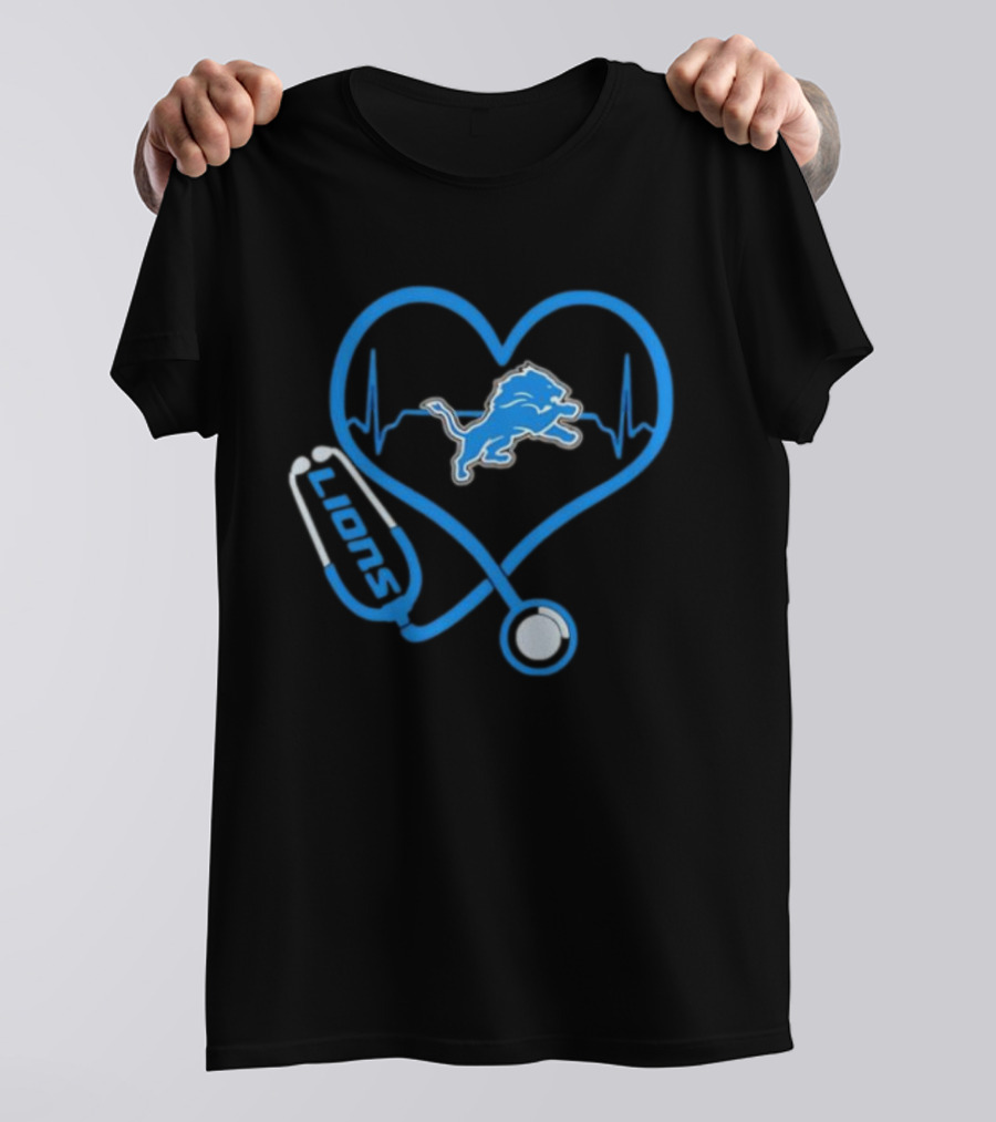 Detroit Lions Heart Rate Stethoscope Stylish Lions Fans T-Shirt