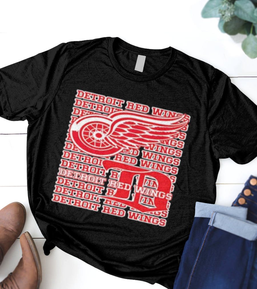Detroit Red Wings Iconic Winged Wheel Logo Detroit D Red Wings Win T-Shirt